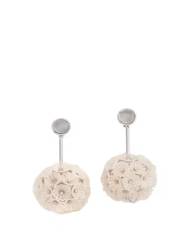 Silvia Furmanovich 18K White Gold Dandelion Horsehair Earrings with Diamonds and Moonstone | Thumbnail 1 Silvia Furmanovich 18K White Gold Dandelion Horsehair Earrings with Diamonds and Moonstone | Thumbnail 1