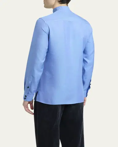 Valentino Garavani Men's Silk Shantung Toggle Band-Collar Sport Shirt | Thumbnail 2 Valentino Garavani Men's Silk Shantung Toggle Band-Collar Sport Shirt | Thumbnail 2