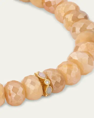 Sydney Evan 14K Pink Opal and Diamond Bezel 8mm Rondelle on Moonstone Bracelet | Thumbnail 3 Sydney Evan 14K Pink Opal and Diamond Bezel 8mm Rondelle on Moonstone Bracelet | Thumbnail 3