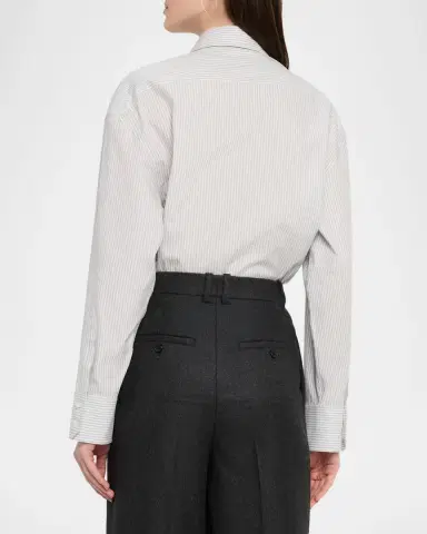 Saint Laurent Long-Sleeve Collared Button-Down Blouse | Thumbnail 2 Saint Laurent Long-Sleeve Collared Button-Down Blouse | Thumbnail 2