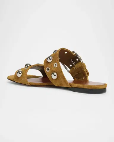 Valentino Garavani Nellcote Studded Suede Flat Sandals | Thumbnail 3 Valentino Garavani Nellcote Studded Suede Flat Sandals | Thumbnail 3