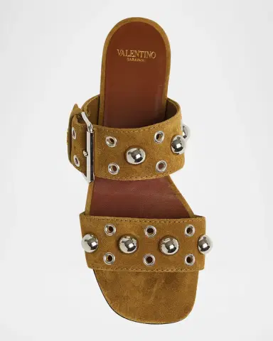Valentino Garavani Nellcote Studded Suede Flat Sandals | Thumbnail 5 Valentino Garavani Nellcote Studded Suede Flat Sandals | Thumbnail 5