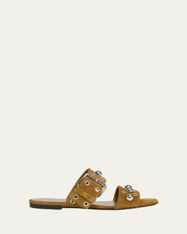 Valentino Garavani Nellcote Studded Suede Flat Sandals | Thumbnail 6 Valentino Garavani Nellcote Studded Suede Flat Sandals | Thumbnail 6