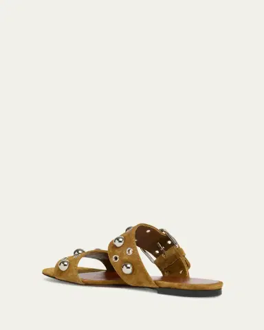 Valentino Garavani Nellcote Studded Suede Flat Sandals | Thumbnail 9 Valentino Garavani Nellcote Studded Suede Flat Sandals | Thumbnail 9