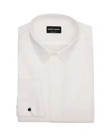 Giorgio Armani Men's Pleated Bib Tuxedo Shirt | Thumbnail 1 Giorgio Armani Men's Pleated Bib Tuxedo Shirt | Thumbnail 1