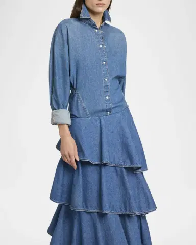 Alaïa Seamed Button-Down Denim Top | Thumbnail 3 Alaïa Seamed Button-Down Denim Top | Thumbnail 3