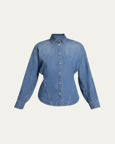Alaïa Seamed Button-Down Denim Top | Thumbnail 5 Alaïa Seamed Button-Down Denim Top | Thumbnail 5