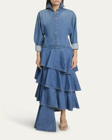Alaïa Seamed Button-Down Denim Top | Thumbnail 6 Alaïa Seamed Button-Down Denim Top | Thumbnail 6