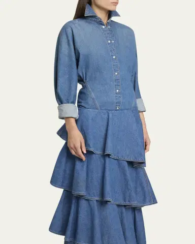 Alaïa Seamed Button-Down Denim Top | Thumbnail 8 Alaïa Seamed Button-Down Denim Top | Thumbnail 8