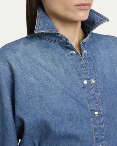 Alaïa Seamed Button-Down Denim Top | Thumbnail 9 Alaïa Seamed Button-Down Denim Top | Thumbnail 9