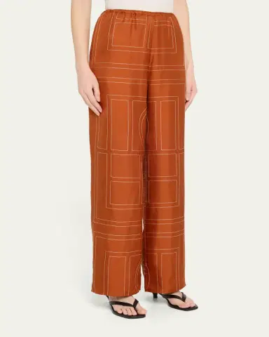 TOTEME Monogram Silk Pajama Bottoms | Thumbnail 4 TOTEME Monogram Silk Pajama Bottoms | Thumbnail 4