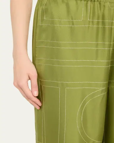 TOTEME Monogram Silk Pajama Bottoms | Thumbnail 7 TOTEME Monogram Silk Pajama Bottoms | Thumbnail 7