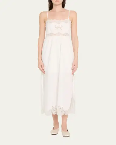 LoveShackFancy Vinca Lace-Trim Midi Dress | Thumbnail 2 LoveShackFancy Vinca Lace-Trim Midi Dress | Thumbnail 2