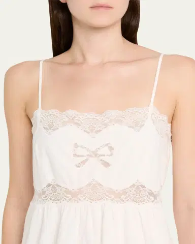 LoveShackFancy Vinca Lace-Trim Midi Dress | Thumbnail 3 LoveShackFancy Vinca Lace-Trim Midi Dress | Thumbnail 3