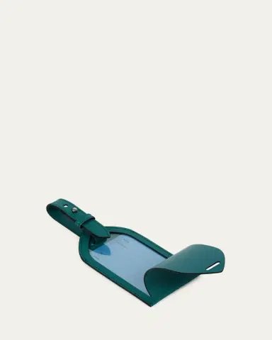 Smythson Panama Leather Luggage Tag, Petrol | Thumbnail 2 Smythson Panama Leather Luggage Tag, Petrol | Thumbnail 2