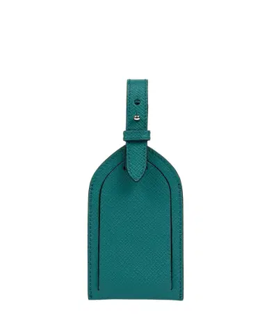 Smythson Panama Leather Luggage Tag, Petrol | Thumbnail 1 Smythson Panama Leather Luggage Tag, Petrol | Thumbnail 1