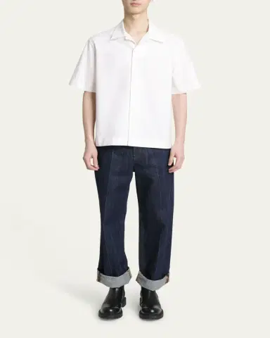 Givenchy Men's Logo-Back Poplin Bowling Shirt | Thumbnail 2 Givenchy Men's Logo-Back Poplin Bowling Shirt | Thumbnail 2