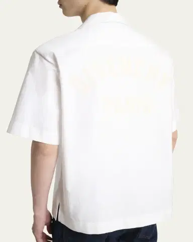 Givenchy Men's Logo-Back Poplin Bowling Shirt | Thumbnail 5 Givenchy Men's Logo-Back Poplin Bowling Shirt | Thumbnail 5