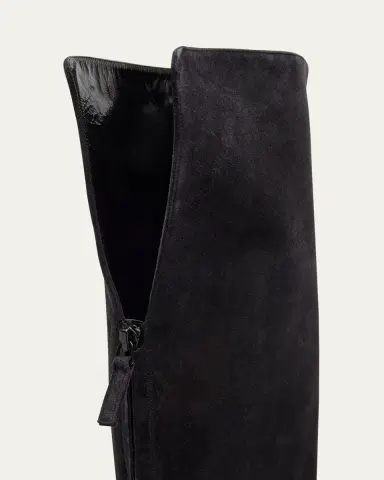 Manolo Blahnik Gore Suede Block Heel Knee Boots | Thumbnail 3 Manolo Blahnik Gore Suede Block Heel Knee Boots | Thumbnail 3