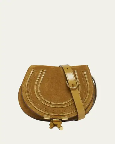 Chloé Marcie Flap Saddle Crossbody Bag in Suede | Thumbnail 6 Chloé Marcie Flap Saddle Crossbody Bag in Suede | Thumbnail 6