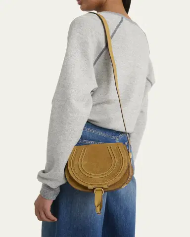 Chloé Marcie Flap Saddle Crossbody Bag in Suede | Thumbnail 7 Chloé Marcie Flap Saddle Crossbody Bag in Suede | Thumbnail 7
