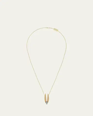 KAMAL 18K Gold Petal Lotus Edge Pear Diamond Necklace, 16"L | Thumbnail 1 KAMAL 18K Gold Petal Lotus Edge Pear Diamond Necklace, 16"L | Thumbnail 1