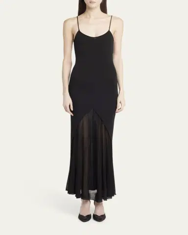 Giorgio Armani Sheer Skirt Panel Jersey Dress | Thumbnail 6 Giorgio Armani Sheer Skirt Panel Jersey Dress | Thumbnail 6