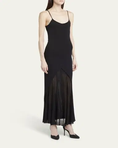 Giorgio Armani Sheer Skirt Panel Jersey Dress | Thumbnail 8 Giorgio Armani Sheer Skirt Panel Jersey Dress | Thumbnail 8