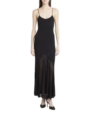 Giorgio Armani Sheer Skirt Panel Jersey Dress | Thumbnail 1 Giorgio Armani Sheer Skirt Panel Jersey Dress | Thumbnail 1