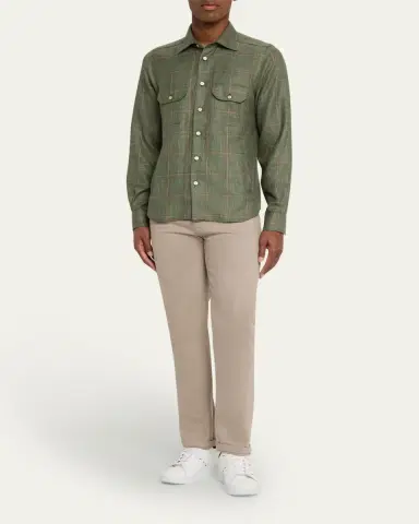 Kiton Men's Maxi-Plaid Cashmere Blend Overshirt | Thumbnail 2 Kiton Men's Maxi-Plaid Cashmere Blend Overshirt | Thumbnail 2
