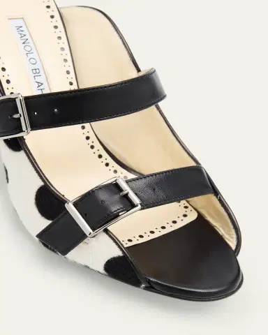 Manolo Blahnik Capbal Polka Dot Calf Hair Mule Sandals | Thumbnail 2 Manolo Blahnik Capbal Polka Dot Calf Hair Mule Sandals | Thumbnail 2