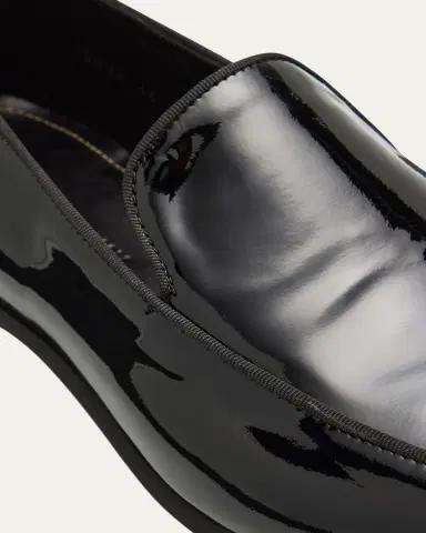 Bergdorf Goodman Men's Piped Patent Leather Apron-Toe Venetian Loafers | Thumbnail 5 Bergdorf Goodman Men's Piped Patent Leather Apron-Toe Venetian Loafers | Thumbnail 5