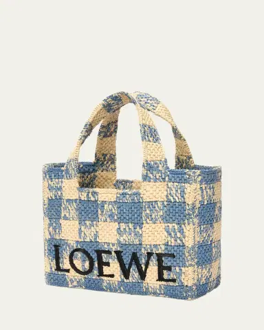 LOEWE Medium Logo Tote Bag in Gingham Raffia | Thumbnail 3 LOEWE Medium Logo Tote Bag in Gingham Raffia | Thumbnail 3