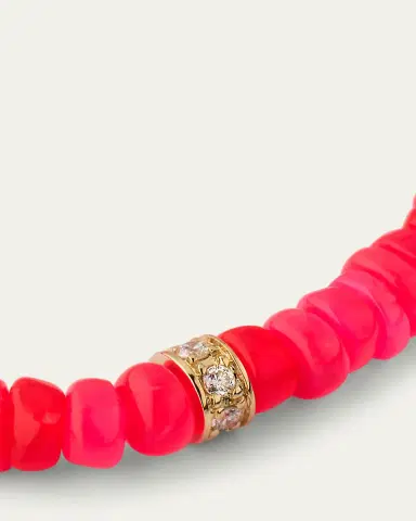 Sydney Evan 14K Pave Diamond 4mm Wheel on Hot Pink Opal Bracelet | Thumbnail 3 Sydney Evan 14K Pave Diamond 4mm Wheel on Hot Pink Opal Bracelet | Thumbnail 3