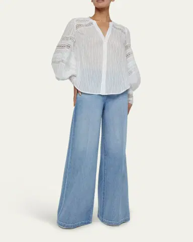 L'Agence Kiera Semi-Sheer Geometric-Trim Blouse | Thumbnail 2 L'Agence Kiera Semi-Sheer Geometric-Trim Blouse | Thumbnail 2