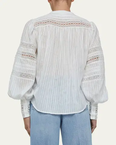 L'Agence Kiera Semi-Sheer Geometric-Trim Blouse | Thumbnail 3 L'Agence Kiera Semi-Sheer Geometric-Trim Blouse | Thumbnail 3