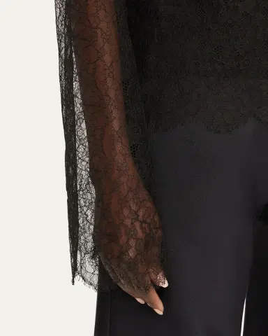Brandon Maxwell Eloise Plunging Lace Long-Sleeve Top | Thumbnail 5 Brandon Maxwell Eloise Plunging Lace Long-Sleeve Top | Thumbnail 5