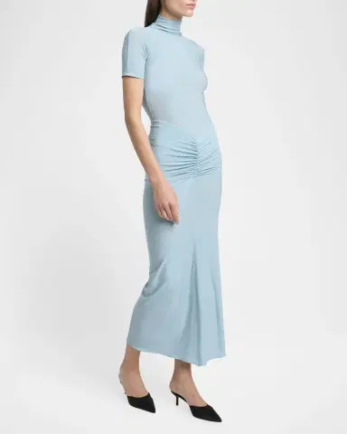 Alaïa Mock Neck Draped Midi Dress | Thumbnail 3 Alaïa Mock Neck Draped Midi Dress | Thumbnail 3