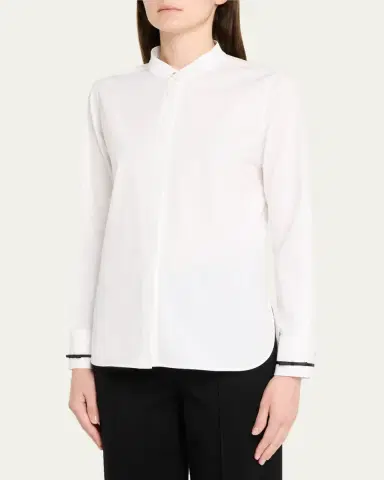 Max Mara Otranto Mandarin Collar Cotton Blouse | Thumbnail 2 Max Mara Otranto Mandarin Collar Cotton Blouse | Thumbnail 2