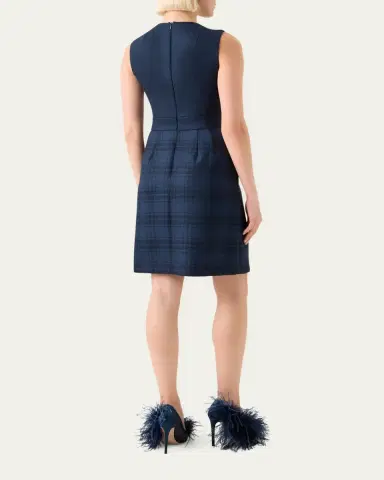 Akris Check Wool Double-Face Sleeveless A-Line Dress | Thumbnail 3 Akris Check Wool Double-Face Sleeveless A-Line Dress | Thumbnail 3
