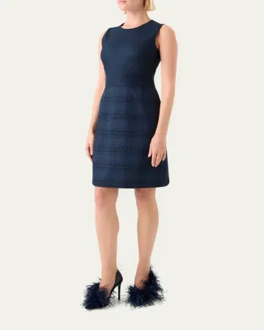 Akris Check Wool Double-Face Sleeveless A-Line Dress | Thumbnail 4 Akris Check Wool Double-Face Sleeveless A-Line Dress | Thumbnail 4