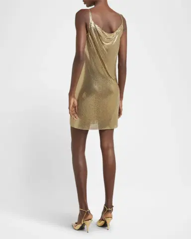 Versace Sleeveless Cowl-Neck Metal Mesh Mini Dress | Thumbnail 2 Versace Sleeveless Cowl-Neck Metal Mesh Mini Dress | Thumbnail 2