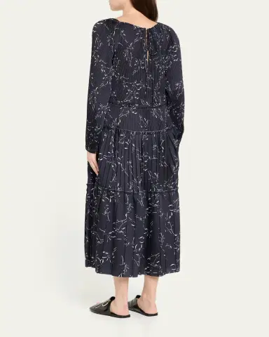 Plan C Pleated Long-Sleeve Midi Dress | Thumbnail 3 Plan C Pleated Long-Sleeve Midi Dress | Thumbnail 3