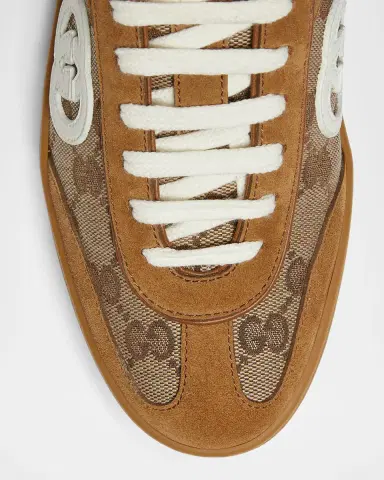 Gucci G75 Suede and Leather GG Sneakers | Thumbnail 4 Gucci G75 Suede and Leather GG Sneakers | Thumbnail 4