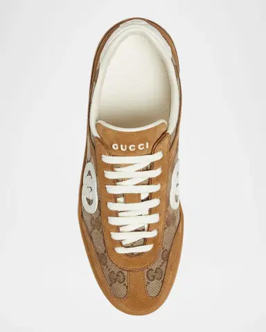 Gucci G75 Suede and Leather GG Sneakers | Thumbnail 5 Gucci G75 Suede and Leather GG Sneakers | Thumbnail 5