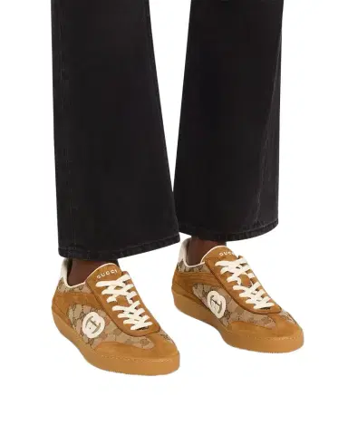 Gucci G75 Suede and Leather GG Sneakers | Thumbnail 1 Gucci G75 Suede and Leather GG Sneakers | Thumbnail 1