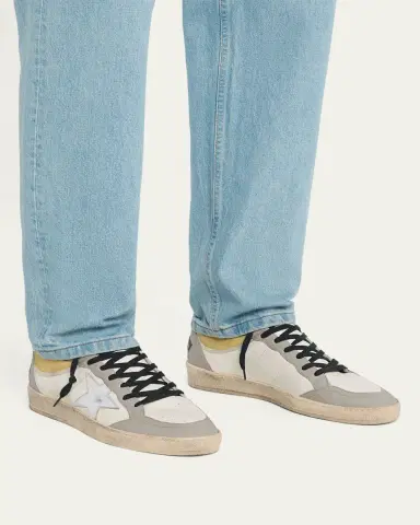 Golden Goose Men's Ball Star Metallic Leather Low-Top Sneakers, Exclusive | Thumbnail 2 Golden Goose Men's Ball Star Metallic Leather Low-Top Sneakers, Exclusive | Thumbnail 2