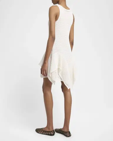 ALAÏA Ladder Knit Sleeveless Ruffle-Slits Midi Dress | Thumbnail 2 ALAÏA Ladder Knit Sleeveless Ruffle-Slits Midi Dress | Thumbnail 2