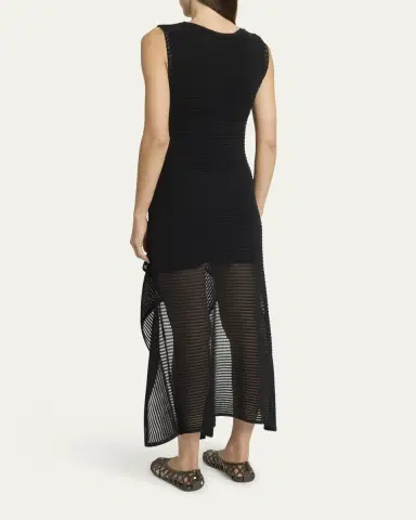 ALAÏA Ladder Knit Sleeveless Ruffle-Slits Midi Dress | Thumbnail 7 ALAÏA Ladder Knit Sleeveless Ruffle-Slits Midi Dress | Thumbnail 7