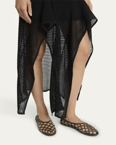 ALAÏA Ladder Knit Sleeveless Ruffle-Slits Midi Dress | Thumbnail 9 ALAÏA Ladder Knit Sleeveless Ruffle-Slits Midi Dress | Thumbnail 9